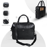 Bagsity Sleek Genuine Leather Laptop Bag for Men & Women Messenger Bag (Black, 16 inch)