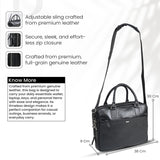 Bagsity Sleek Genuine Leather Laptop Bag for Men & Women Messenger Bag (Black, 16 inch)