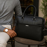 Bagsity Sleek Genuine Leather Laptop Bag for Men & Women Messenger Bag (Black, 16 inch)