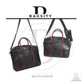 Bagsity Genuine Leather Laptop Bag for Men | Slim Office Shoulder Bag Messenger Bag (Black, 16 inch)