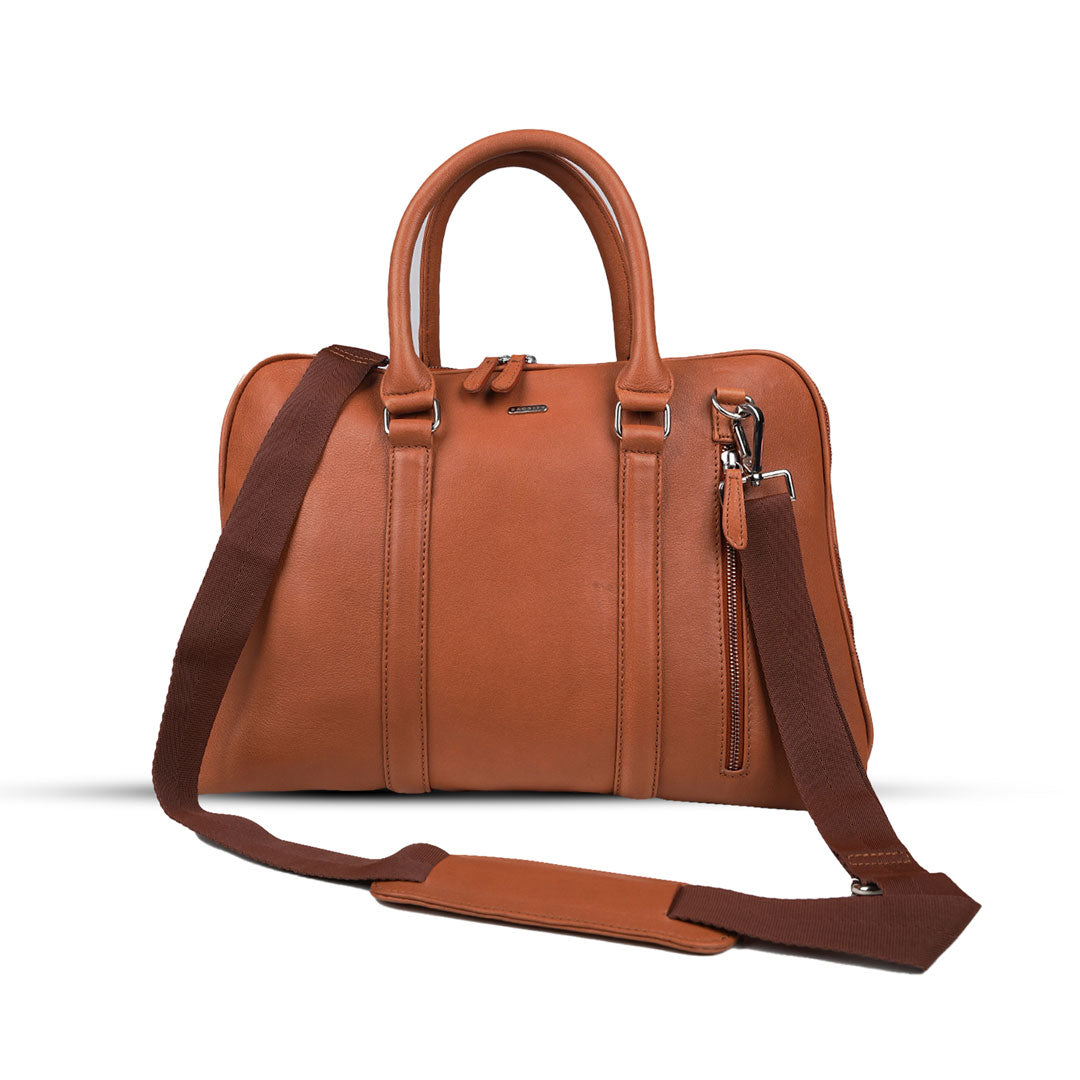 Bagsity Sleek Genuine Leather Laptop Bag for Men & Women Messenger Bag  (Tan, 16 inch)