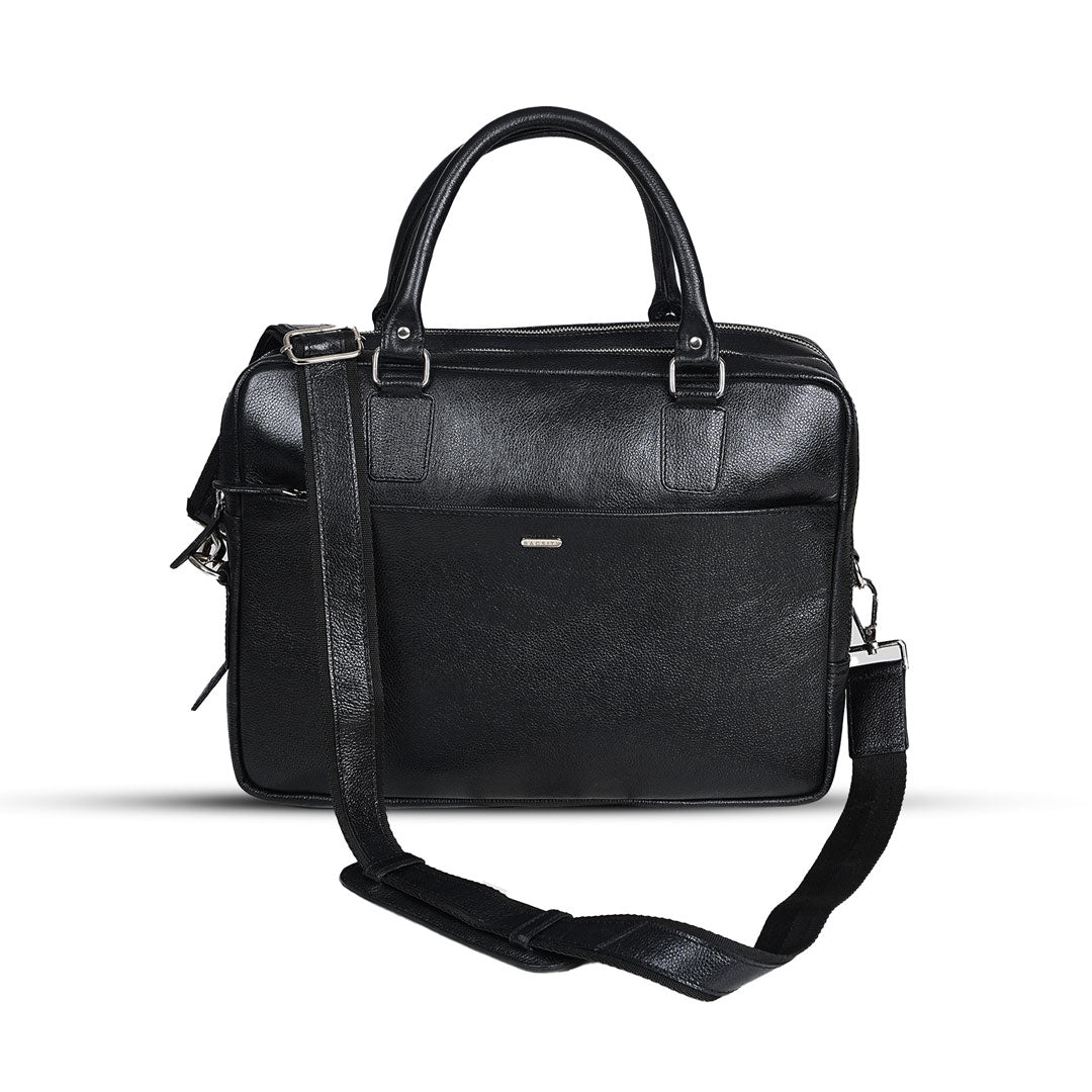 Bagsity Sleek Genuine Leather Laptop Bag for Men & Women Messenger Bag  (Black, 16 inch)