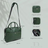 Bagsity Genuine Leather Laptop Bag for Men | Slim Office Shoulder Bag Messenger Bag (Green, 16 inch)