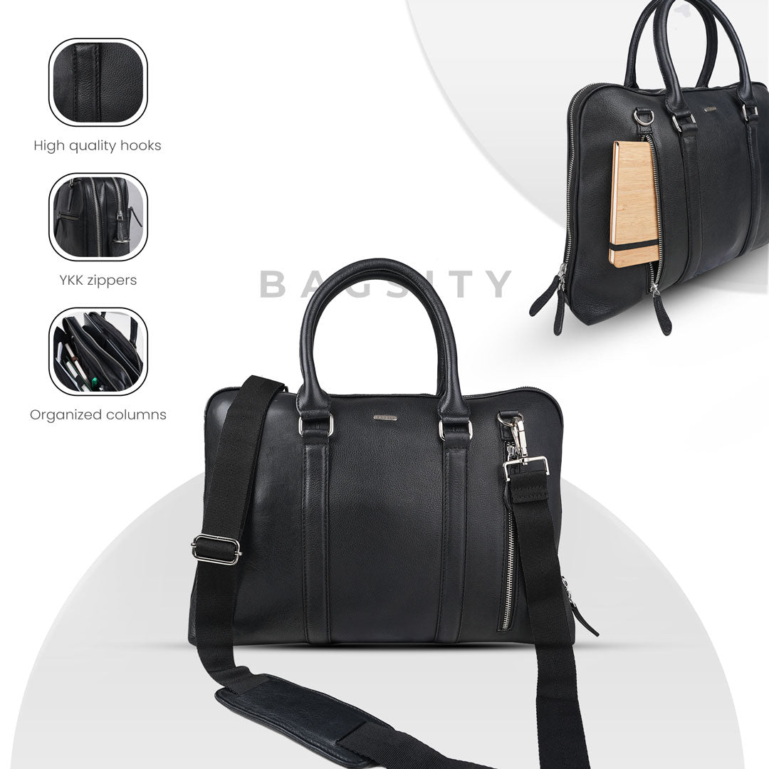 Bagsity Sleek Genuine Leather Laptop Bag for Men & Women Messenger Bag  (Tan, 16 inch)