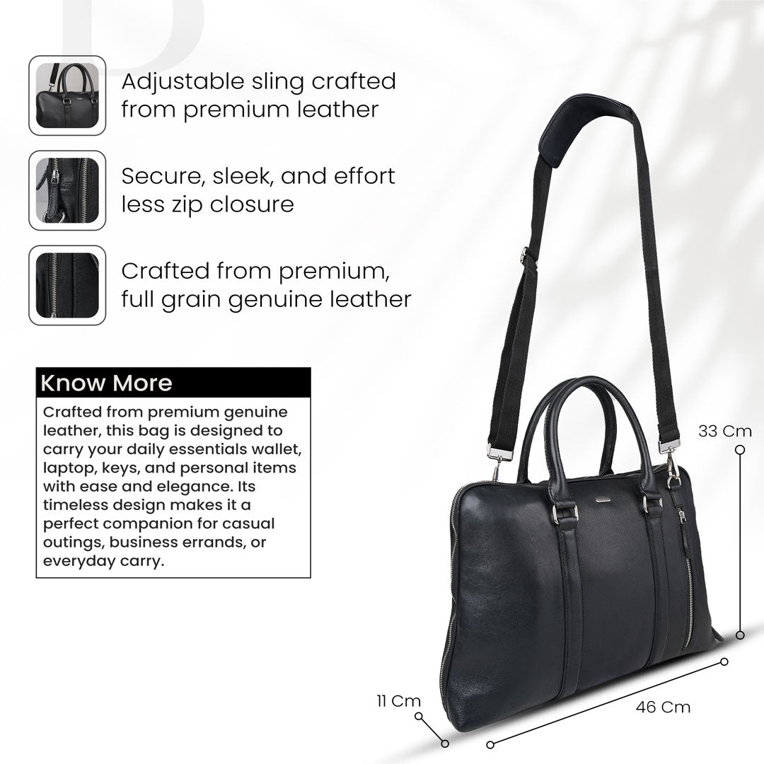 Bagsity Sleek Genuine Leather Laptop Bag for Men & Women Messenger Bag  (Tan, 16 inch)