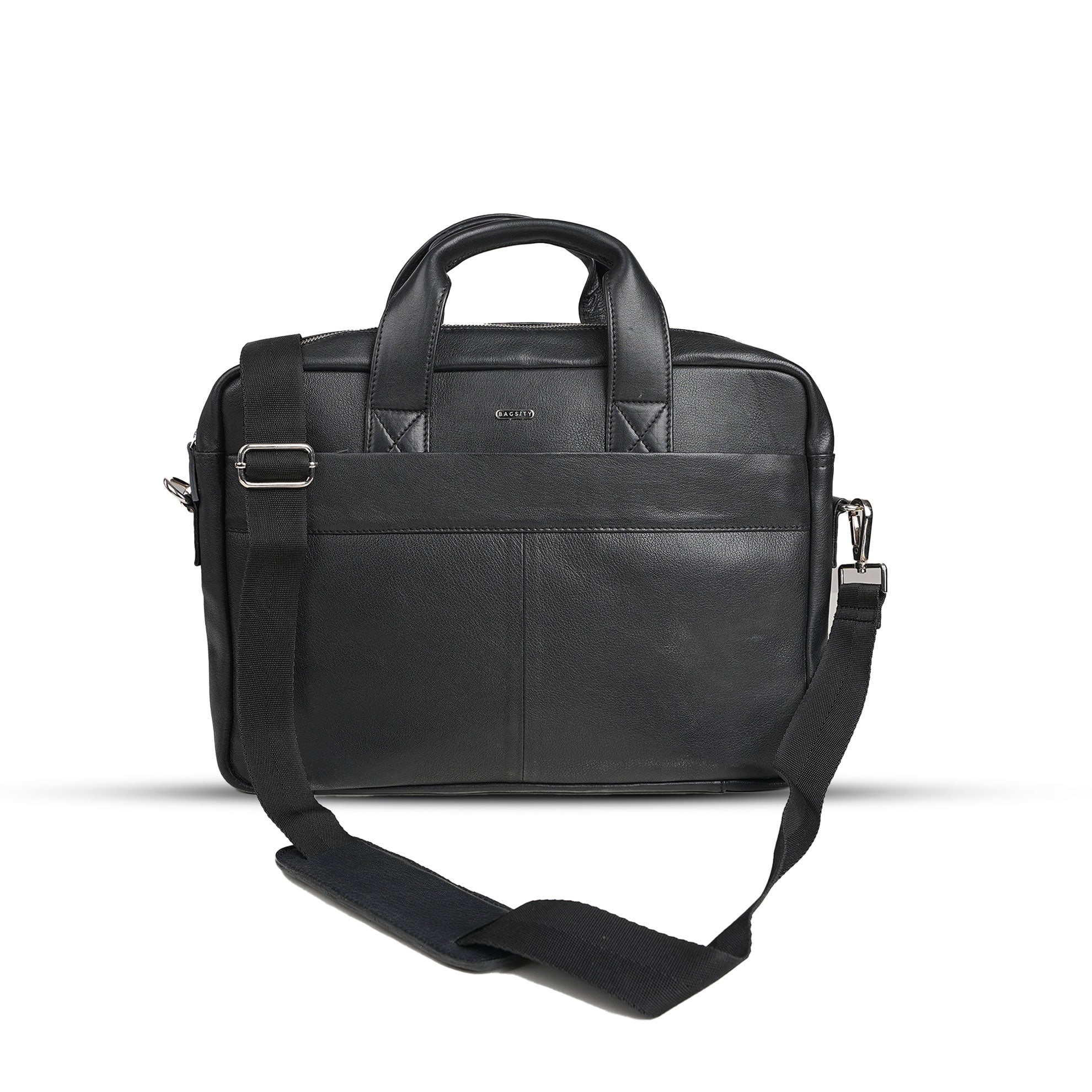 Bagsity Genuine Leather Laptop Bag for Men | Slim Office Shoulder Bag Messenger Bag  (Black, 16 inch)