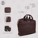 Bagsity Genuine Leather Laptop Bag for Men | Slim Office Shoulder Bag Messenger Bag  (Brown, 16 inch)